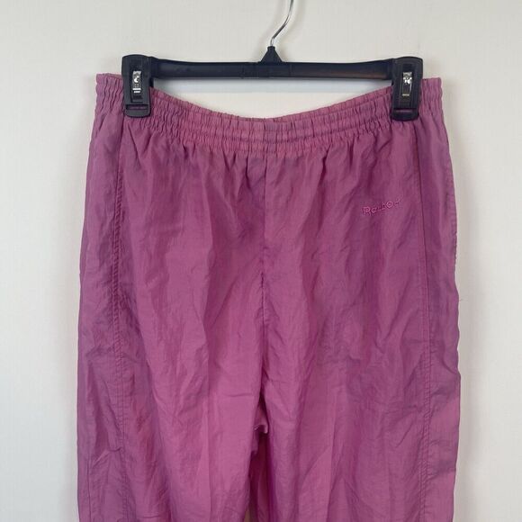 Vintage 90s Reebok Pink Barbie Windbreaker Jogger Pants 100% Nylon Size M - Picture 7 of 8
